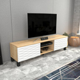 Decorotika Lukas Tv Stand Tv Unit For Tvs Up To 64 Inch Sapphire Oak And White - thumbnail 2