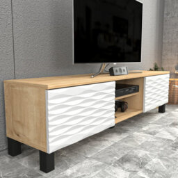Decorotika Lukas Tv Stand Tv Unit For Tvs Up To 64 Inch Sapphire Oak And White - thumbnail 3