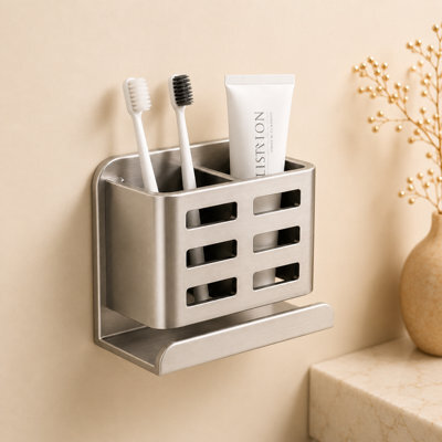 Bathroom Shelf, Punch Free Single Tier Storage Organizer, Grey - image 1