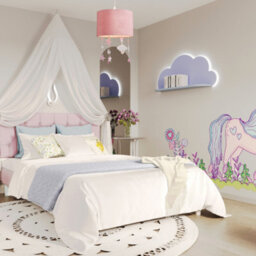 Happy Homewares Soft Blush Pink Velvet Pendant Lamp Shade With Hanging Felt Stars And Clouds - thumbnail 6