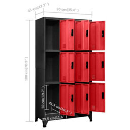 Berkfield Locker Cabinet Anthracite And Red 90X45X180 Cm Steel - thumbnail 8