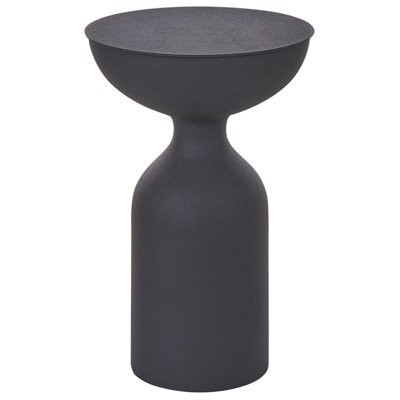 Beliani Set Of 2 Black Iron Round Side Tables 33Cm And 36Cm Modern Matt Finish - image 1