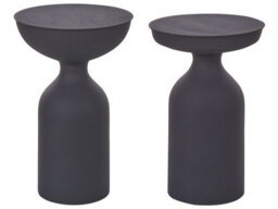 Beliani Set Of 2 Black Iron Round Side Tables 33Cm And 36Cm Modern Matt Finish - thumbnail 3