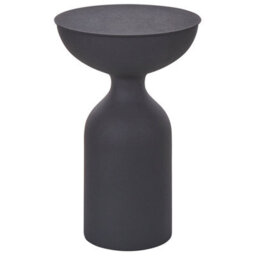Beliani Set Of 2 Black Iron Round Side Tables 33Cm And 36Cm Modern Matt Finish - thumbnail 1