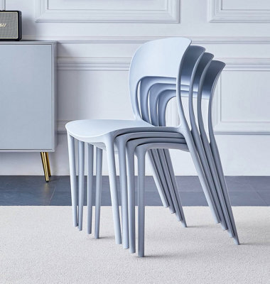 Hallowood Furniture Stoker Light Grey Stackable Plastic Chairs (Cha201-Gry) X 4 - image 1