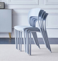 Hallowood Furniture Stoker Light Grey Stackable Plastic Chairs (Cha201-Gry) X 4 - thumbnail 1