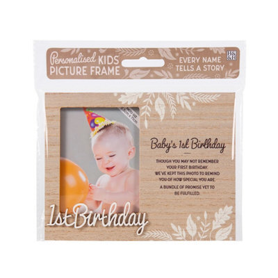 History & Heraldry Child's Picture Frame With Sentimental Caption - Baby's 1St Birthday - For 8.5 X 11Cm Photo - Over 90 Titles Available - image 1