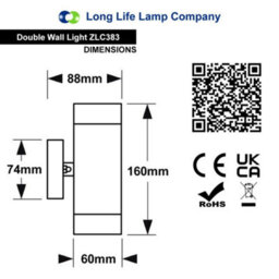 Long Life Lamps Company Modern Double Outdoor Wall Light Stainless Steel Brass Ip65 With Led 5W Warm Zlc383 - thumbnail 2