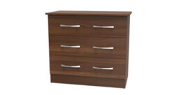Hampshire 3 Drawer Chest Of Drawers In Noche Walnut (Ready Assembled) - thumbnail 3