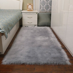 Living And Home Grey Rectangle Super Soft Shaggy Longhair Area Rug Kids Room Decor Chair Sofa Cover Seat Pad 100 X 180 Cm - thumbnail 1