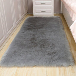 Living And Home Grey Rectangle Super Soft Shaggy Longhair Area Rug Kids Room Decor Chair Sofa Cover Seat Pad 100 X 180 Cm - thumbnail 2
