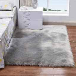 Living And Home Grey Rectangle Super Soft Shaggy Longhair Area Rug Kids Room Decor Chair Sofa Cover Seat Pad 100 X 180 Cm - thumbnail 4
