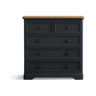 Furniture 48 Ashton Oak And Blue Painted 2 Over 3 Chest Of Drawers - image 1