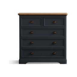 Furniture 48 Ashton Oak And Blue Painted 2 Over 3 Chest Of Drawers - thumbnail 1