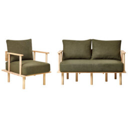 Beliani Living Room Set 3 Seater Asker Boucle Dark Green - thumbnail 4