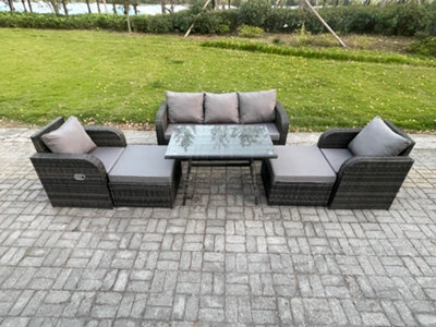 Fimous Garden Furniture Sets 7 Seater Rattan Furniture Manual Wicker Patio Sofa Patio Set With 2 Big Footstool - image 1