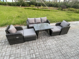 Fimous Garden Furniture Sets 7 Seater Rattan Furniture Manual Wicker Patio Sofa Patio Set With 2 Big Footstool - thumbnail 2
