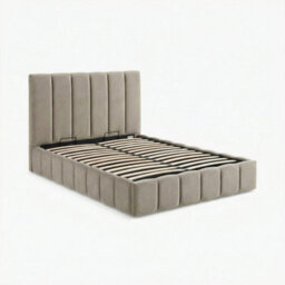 Furniturebox Uk Trifle Taupe Velvet Ottoman King Size Bed Frame - thumbnail 5