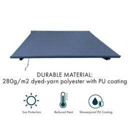Jack Stonehouse 2.5 X 2M Manual Awning For Window, Doors, Patio, Garden - Retractable Sun Shade Canopy Shelter With Crank Handle & Fixings - Grey - thumbnail 2