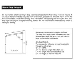 Jack Stonehouse 2.5 X 2M Manual Awning For Window, Doors, Patio, Garden - Retractable Sun Shade Canopy Shelter With Crank Handle & Fixings - Grey - thumbnail 5