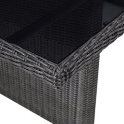 Berkfield Garden Dining Table Black 200X100X74 Cm Glass And Poly Rattan - thumbnail 4