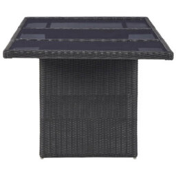 Berkfield Garden Dining Table Black 200X100X74 Cm Glass And Poly Rattan - thumbnail 3