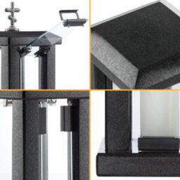 Novecrafto Black Granite Memorial Lantern H 32Cm - Large Square Graveside Outdoor Candle Lantern With Orthodox Cross For Garden Or Cemetery - thumbnail 8
