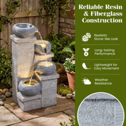 Gainoom 4-Tier Outdoor Water Fountain Cascading Bowl Waterfall Fountain With Led Lights & Pump - thumbnail 9