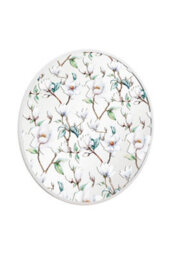 Mirroroutlet The Typis White Metal Edged Circular Wall Mirror With White Flower Decals 80Cm Diameter - thumbnail 3