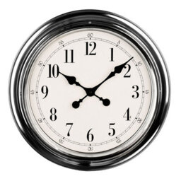 Orsina Chrome Finish Wall Clock, Round Timepiece With White Face & Bold Digits, Glossy Frame Silent Clock For Decor