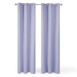 Deconovo Foil Printed Diamond Blackout Curtains, Thermal Insulated Blackout Eyelet Curtains, W66 X L72 Inch, Light Pruple, 1 Pair - thumbnail 1