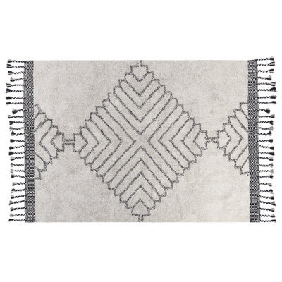 Beliani Rug Eray Light Beige 140 X 200 Cm Cotton - image 1