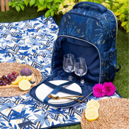 Sara Miller London Sara Miller By Navigate 140 X 140Cm Picnic Blanket Blue & White - thumbnail 4