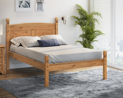 "Mercers Furniture Corona 4'0"" Small Double Low Foot End Bed Frame Solid Pine With Mexican Styling" - image 1