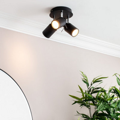 Litecraft Hugo Black 3 Light Bathroom Ceiling Spotlight Plate - image 1