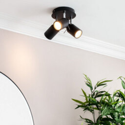 Litecraft Hugo Black 3 Light Bathroom Ceiling Spotlight Plate - thumbnail 1
