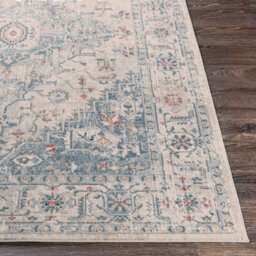 Livabliss Jolie-Vintage Blue Grey Ivory Burgundy Traditional Boho Living Dining Bedroom Rug 200 X 275 Cm Easy Care, Non Shedding - thumbnail 4