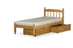 "Amani Colonial Spindle Pine Wooden Bed Frame  4' 6"" Double - Waxed" - thumbnail 5