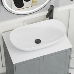 Royal Bathrooms Royal Bathroom Elmore 600mm Matt Pebble Grey Freestanding Bathroom Vanity Unit 2 Drawer Plain White Worktop With Cesar Basin - thumbnail 4