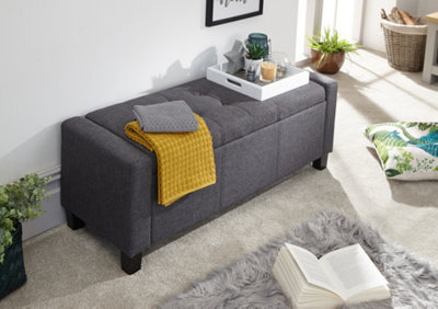 Gfw Verona Fabric Storage Ottoman Bench Charcoal - image 1