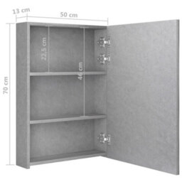 Berkfield Led Bathroom Mirror Cabinet Concrete Grey 50X13X70 Cm - thumbnail 8