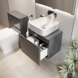 Affine Bathroom Cloakroom Vanity Unit Wall Mounted Countertop Basin Grey Gloss 500mm - thumbnail 2