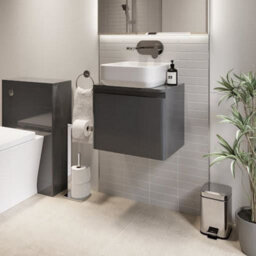 Affine Bathroom Cloakroom Vanity Unit Wall Mounted Countertop Basin Grey Gloss 500mm - thumbnail 1