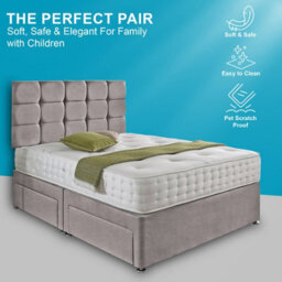 Dining Tables Rio Matching Headboard Divan Set, 2 Drawer On Same Side With Sprung 1500 Comfort Mattress - Double - thumbnail 2