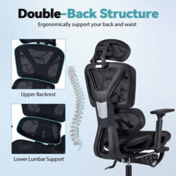 Gainoom Mesh Office Chair Black Adjustable Swivel Executive Computer Desk Chair - thumbnail 4