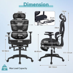 Gainoom Mesh Office Chair Black Adjustable Swivel Executive Computer Desk Chair - thumbnail 2