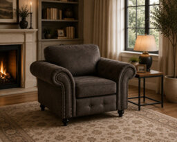 SC FURNITURE LIMITED Dark Grey Fabric 3 Seater Sofa & 2 Armchairs Suite Oldham - thumbnail 4