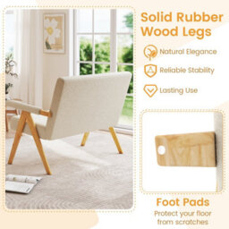 Costway Loveseat Sofa Chair Upholstered Sherpa Couch With Armrests-Beige - thumbnail 5