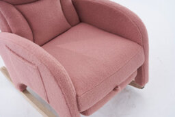 Abrihome Teddy Fabric Foam Upholstered Armchair Rocking Chair With Pull-Out Footrest, Pink - thumbnail 5