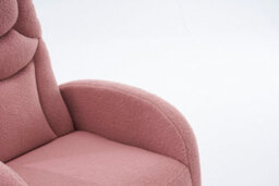 Abrihome Teddy Fabric Foam Upholstered Armchair Rocking Chair With Pull-Out Footrest, Pink - thumbnail 6